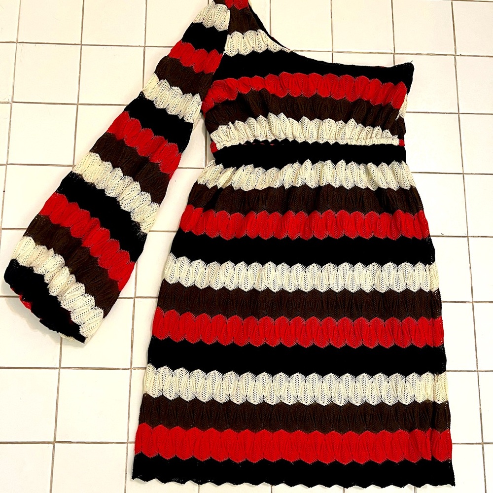 Judith March crochet one sleeve dress